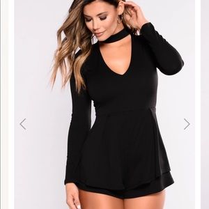 Black long sleeve Romper with choker